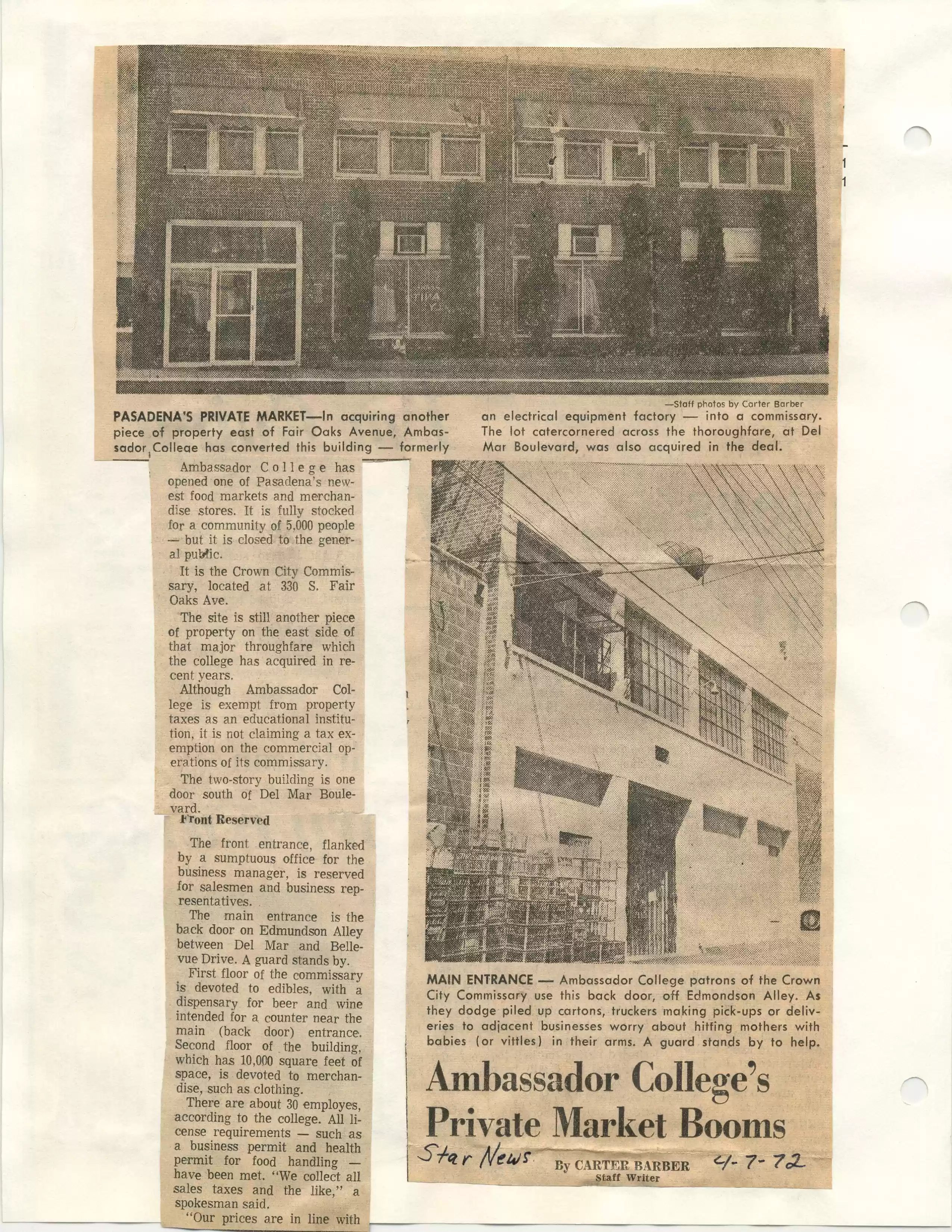 1. Pasadena Star News, 4-7-72